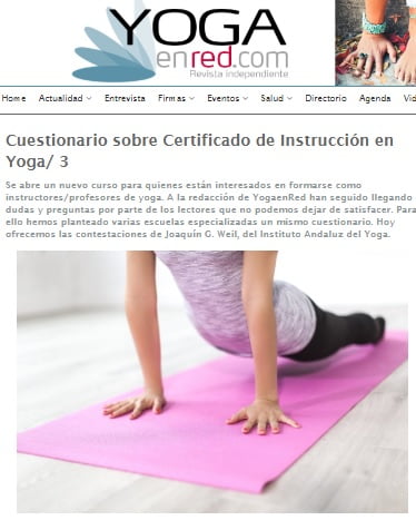 Formación y Certificación oficial de Yoga en Andalucía. Joaquín G Weil en Yoga en Red