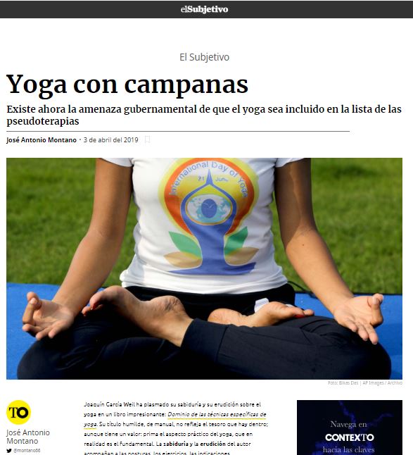 En The Objetive “Yoga con campanas”, artículo de José Antonio Montano