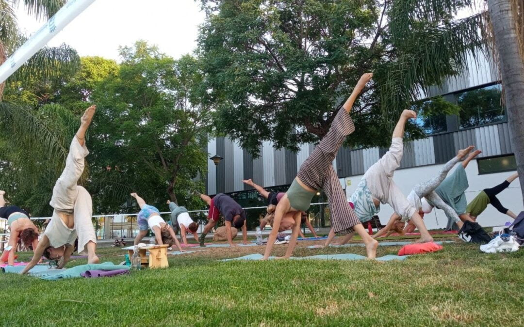 Yoga, la fuerza de la unión. Jueves, 4 de agosto, 19’30hs. Parque de Huelin. Organizado por el Ayto. de Málaga y la colaboración del IAYoga.